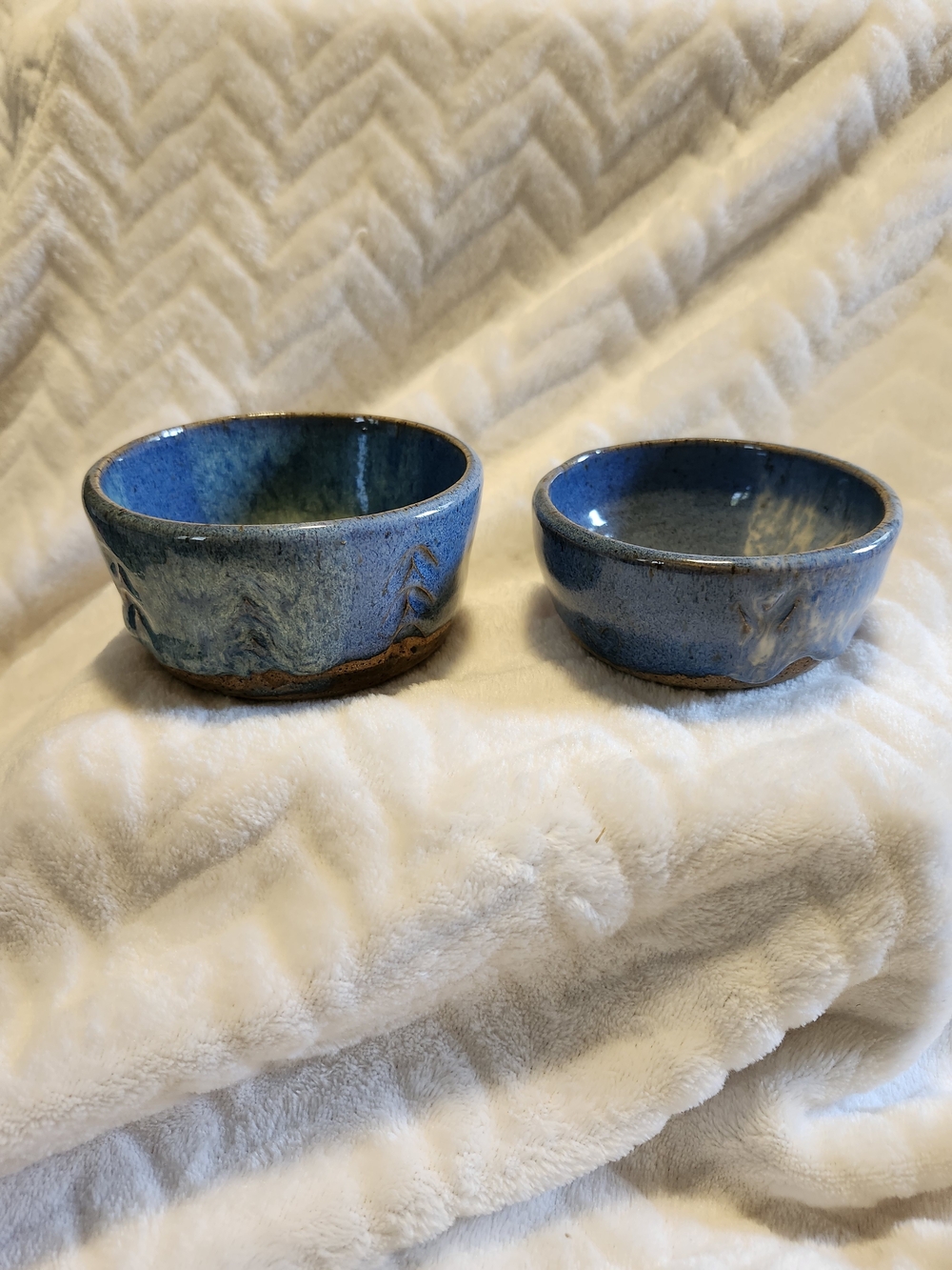 Handmade Blue Ceramic Nesting Bowls - Set of 2